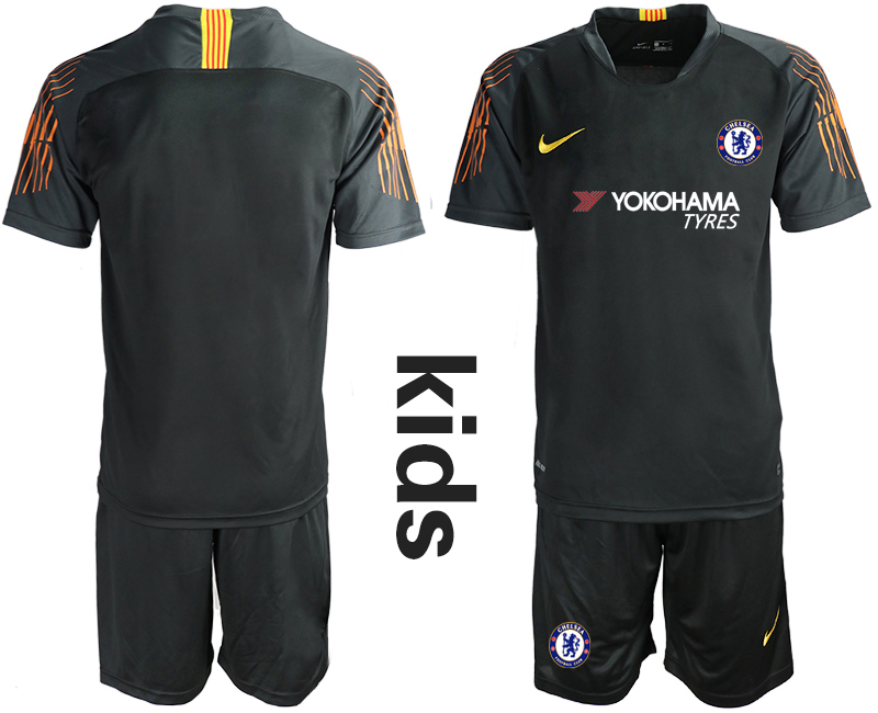 2018_2019 Club Chelsea black Youth goalkeeper soccer jerseys->youth soccer jersey->Youth Jersey